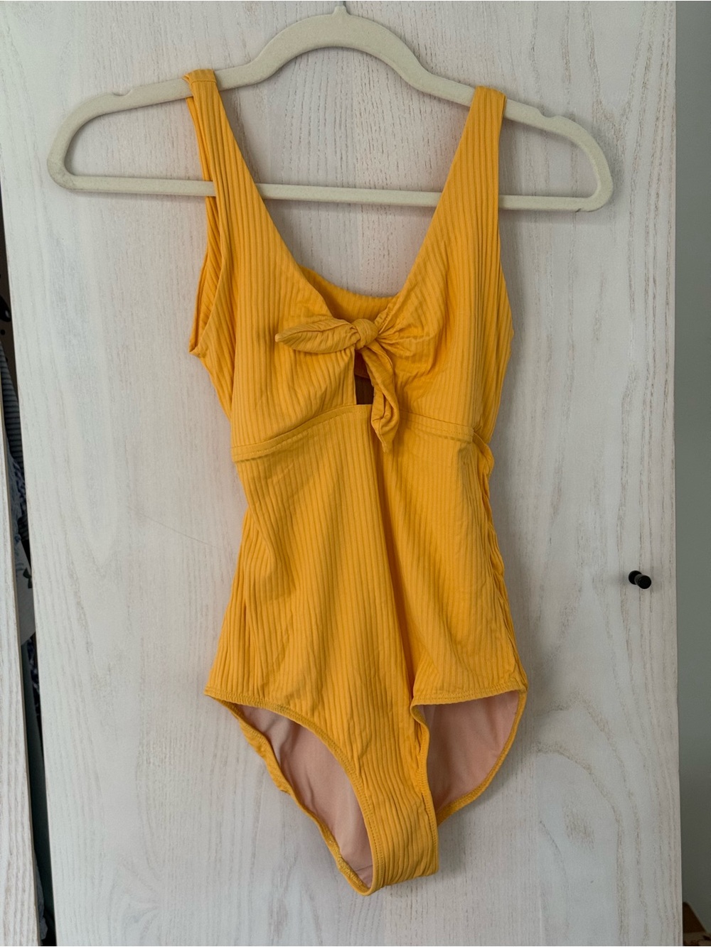 Albion Fit Women’s Pastel Orange One-Piece Swimsuit with Front Tie